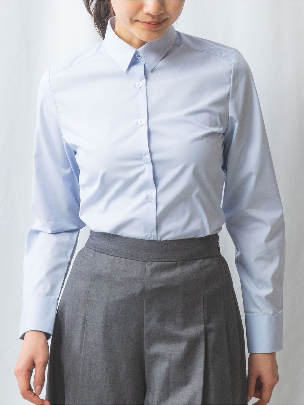 NARA CAMICIE Broadcloth Long-Sleeve Shirt Classic Light Blue Dress Shirt Thong 2